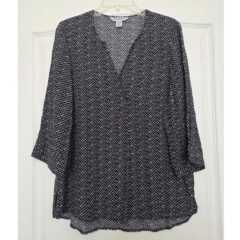 Tommy Bahama Split-neck Popover Blouse Sz M Lightweight‎ Relaxed Vacation Casual